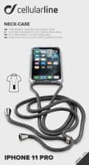 CellularLine Transparentní zadní kryt Neck-Case s černou šňůrkou na krk pro Apple iPhone 11 Pro