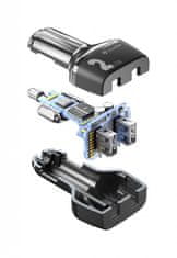 CellularLine Autonabíječka Car Multipower 2 s technologií Smartphone Detect, 2 x USB port, 24W, černá