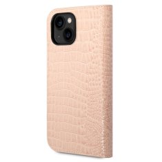 Guess  PU Croco with Metal Camera Outline Book Pouzdro pro iPhone 14 Plus Pink
