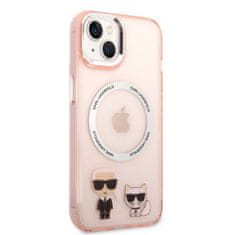 Karl Lagerfeld  MagSafe Kompatibilní Kryt Karl and Choupette pro iPhone 14 Plus Pink