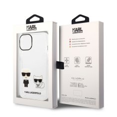 Karl Lagerfeld  PC/TPU Ikonik Karl and Choupette Zadní Kryt pro iPhone 14 Plus Transparent