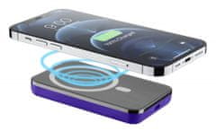 CellularLine Powerbanka MAG 5000 s bezdrátovým nabíjením a podporou Magsafe, 5000 mAh, fialová