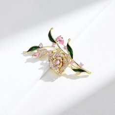 Éternelle Luxusní květinová brož se Swarovski Elements krystaly Zlatá