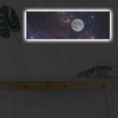Wallity Obraz s LED osvětlením MĚSÍC NA NOČNÍM NEBI 30 x 90 cm
