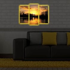 Wallity Vícedílný obraz s LED osvětlením VÝCHOD SLUNCE 66 x 45 cm