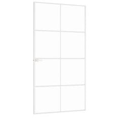 Greatstore Interiérové dveře bílé 102x201,5 cm tvrzené sklo a hliník úzké