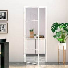 Greatstore Interiérové dveře bílé 76x201,5 cm tvrzené sklo a hliník úzké