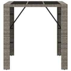 Greatstore Barový stůl se skleněnou deskou šedý 105x80x110 cm polyratan