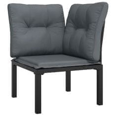 Vidaxl Zahradní rohové židle s poduškami 2 ks černé a šedé polyratan