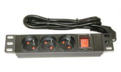 XtendLan 10'' rozvodný panel 3x 230V, ČSN, vypínač