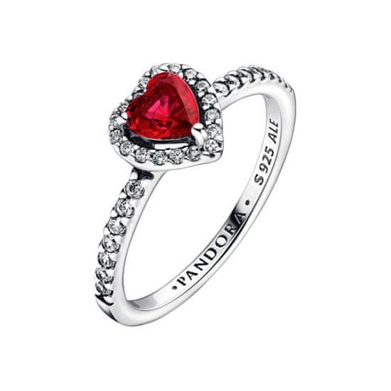 Pandora Romantický stříbrný prsten s červeným křišťálem Timeless 198421C02