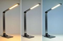 Solight LED stolní lampička stmívatelná, 10W, indukční nabíjení, změna chromatičnosti, hliník, šedá
