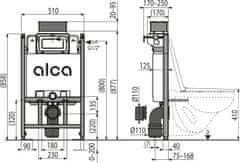 Alca Plast ALCA AM118/850 Sádromodul - Předstěnový instalační systém pro suchou instalaci - Alcadrain