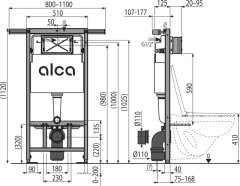 Alca Plast ALCA AM102/1120 Jádromodul - Předstěnový instalační systém pro suchou instalaci - Alcadrain