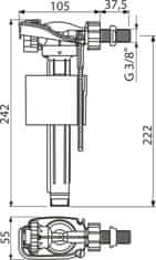 Alca Plast ALCA "A160-3/8""" Napouštěcí ventil boční kovový závit pro keramické nádržky - Alcadrain