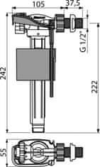 Alca Plast ALCA "A160-1/2""" Napouštěcí ventil boční kovový závit pro keramické nádržky - Alcadrain