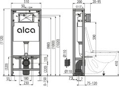 Alca Plast ALCA AM116/1120 Solomodul - Předstěnový instalační systém pro suchou instalaci - Alcadrain