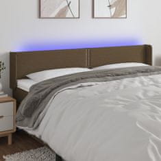 Greatstore Čelo postele s LED tmavě hnědé 203 x 16 x 78/88 cm textil