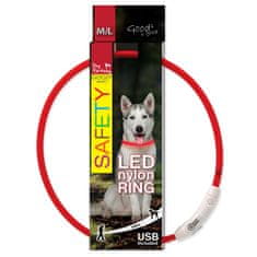 Dog Fantasy Obojek DOG FANTASY LED nylonový červený M-L 1 ks