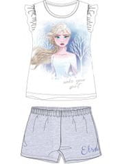 E plus M Letní dívčí pyžamo s krátkým rukávem Ledové království Elsa - bílé