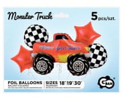 Sada fóliových balónků - auto - Monster Truck - 5 ks