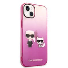 Karl Lagerfeld  Gradient Karl and Choupette Zadní Kryt pro iPhone 14 Plus Pink