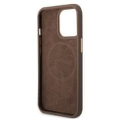 Guess  PU 4G MagSafe Kompatibilní Zadní Kryt pro iPhone 14 Pro Max Brown