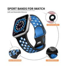 TopQ Silikonový řemínek Bubble pro Apple Watch 3-4-5-6-SE 38-40mm černo-modrý 60372
