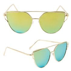 Aleszale Dámské zrcadlové sluneční brýle GLAM ROCK s kočičíma očima - zelená
