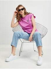 Karl Lagerfeld Růžové dámské tričko KARL LAGERFELD Ikonik L