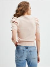 Guess Světle růžový dámský svetr s krátkým rukávem Guess Emma XS