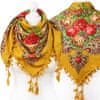 Velký květinový šátek v etno lidovém stylu - Žlutá