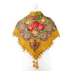 Aleszale Velký květinový šátek v etno lidovém stylu - Žlutá