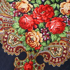 Aleszale Velký květinový šátek v etno lidovém stylu - Granát