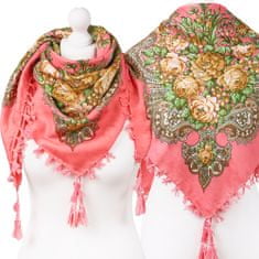 Aleszale Velký květinový šátek v etno lidovém stylu - Růžová