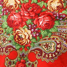 Aleszale Velký květinový šátek v etno lidovém stylu - Červená