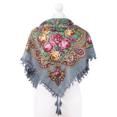 Aleszale Velký květinový šátek v etno lidovém stylu - Šedá