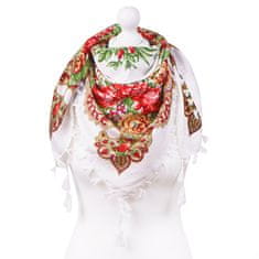 Aleszale Velký květinový šátek v etno lidovém stylu - Bílá