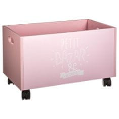 Atmosphera Úložný box na hračky PETIT BAZAR, 48 x 30 x 28 cm, na kolečkách, růžový