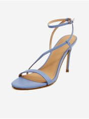 Guess Světle modré dámské kožené sandály na podpatku Guess Kadera 37
