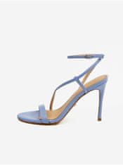 Guess Světle modré dámské kožené sandály na podpatku Guess Kadera 37