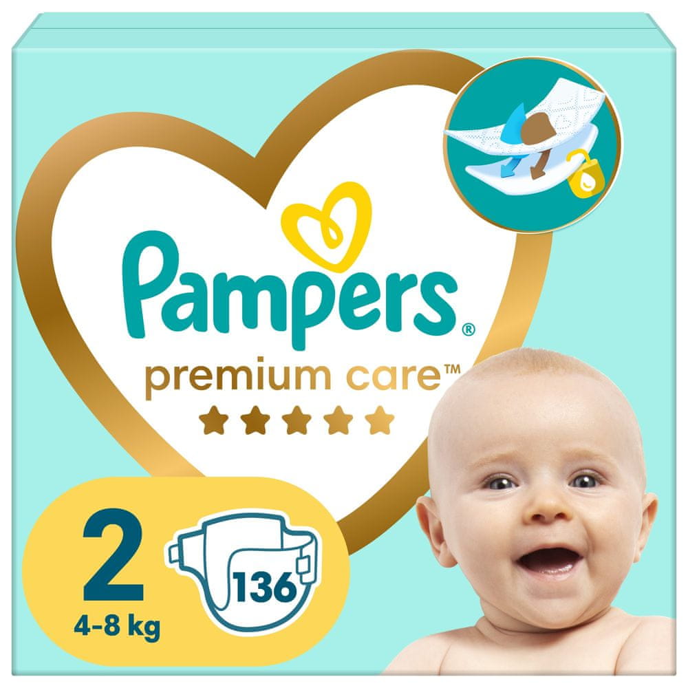 Levně Pampers Premium Care plenky vel. 2 (136 ks plenek) 4-8 kg