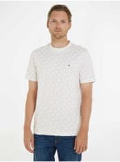 Tommy Hilfiger Béžové pánské vzorované tričko Tommy Hilfiger L