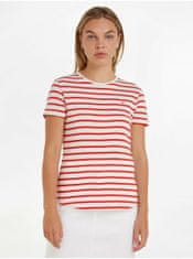 Tommy Hilfiger Bílo-červené dámské pruhované tričko Tommy Hilfiger XS