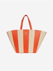 Tommy Hilfiger Béžovo-oranžová dámská pruhovaná plážová taška Tommy Hilfiger UNI