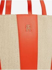 Tommy Hilfiger Béžovo-oranžová dámská pruhovaná plážová taška Tommy Hilfiger UNI