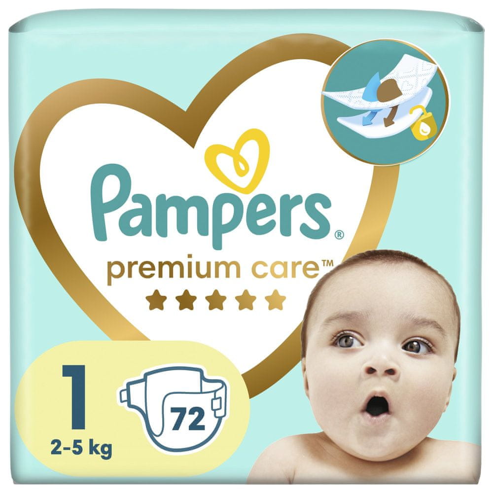Levně Pampers Premium Care plenky vel. 1 (72 ks plenek) 2-5 kg