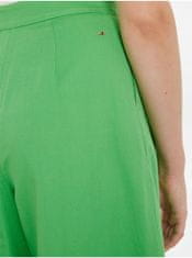 Tommy Hilfiger Světle zelené dámské široké kalhoty s příměsí lnu Tommy Hilfiger 38