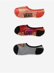 Vans Sada tří párů dámských květovaných ponožek v černé a červené barvě VANS Rose UNI