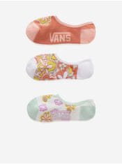 Vans Sada tří párů dámských květovaných ponožek v bílé a růžové barvě VANS Floral UNI
